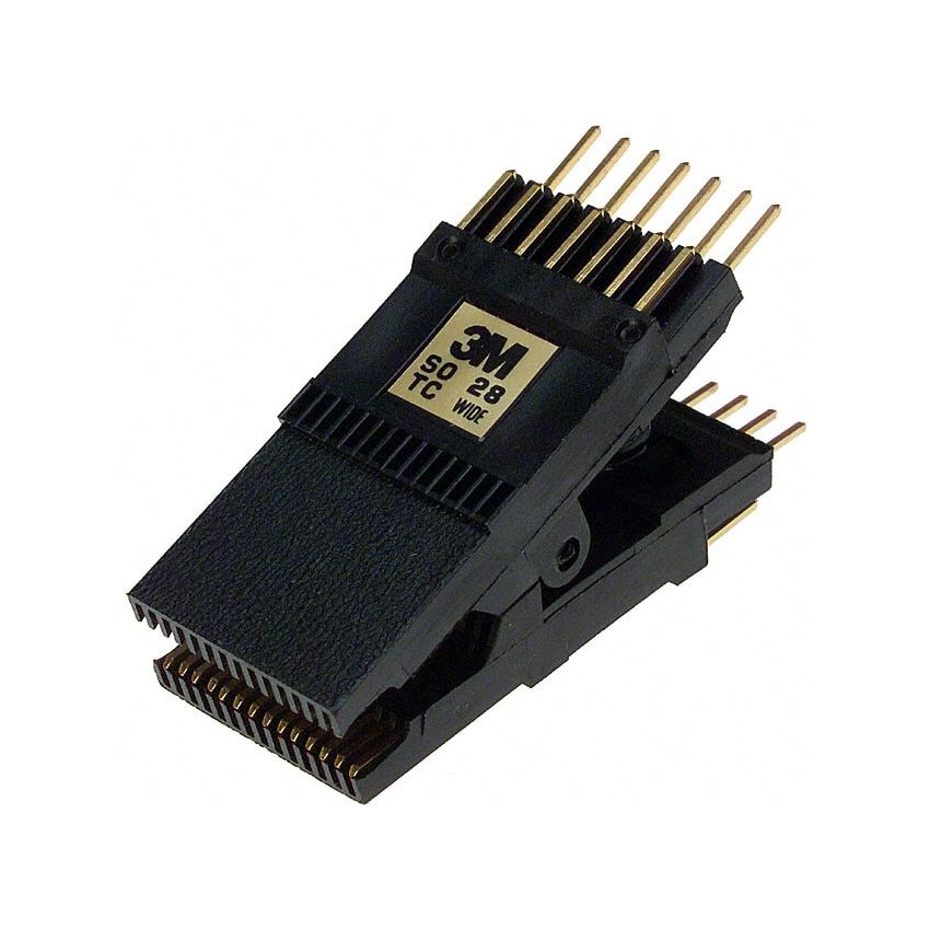 923665-28 ,SOIC/SOP Test Clip – 28-Pin Wide Body, Gold-Plated Contacts