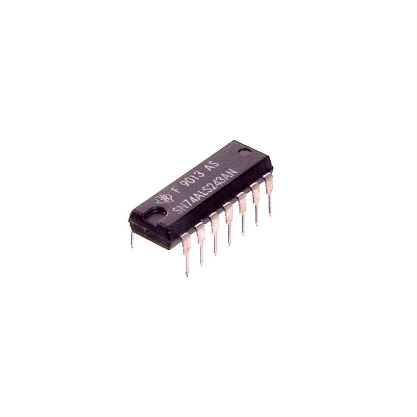 SN74ALS243AN, Quadruple Non-Inverting Bus Transceiver, 14-Pin PDIP Package