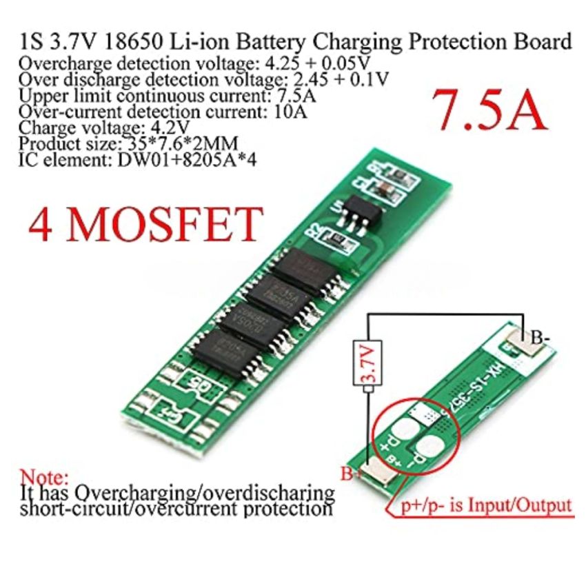 1S 3.7V 10A ,Li-ion Lithium Battery Protection Board, Overcharge & Over-Discharge Protection
