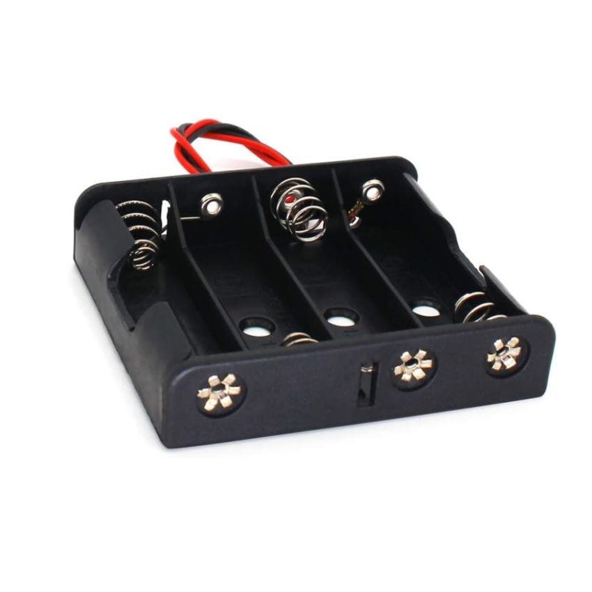 4-Way AA Battery Holder, Wired Connection for 1.5V Batteries