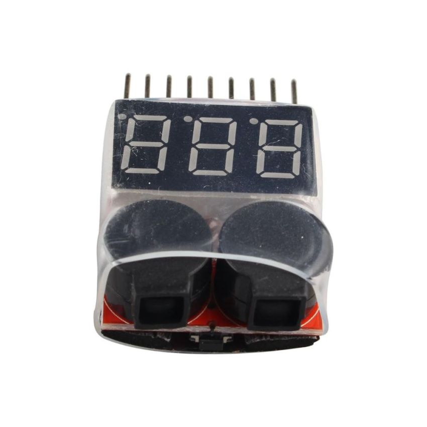 1-8S Lipo/Li-ion/Fe Battery Voltage Tester, 2-in-1 Low Voltage Buzzer Alarm