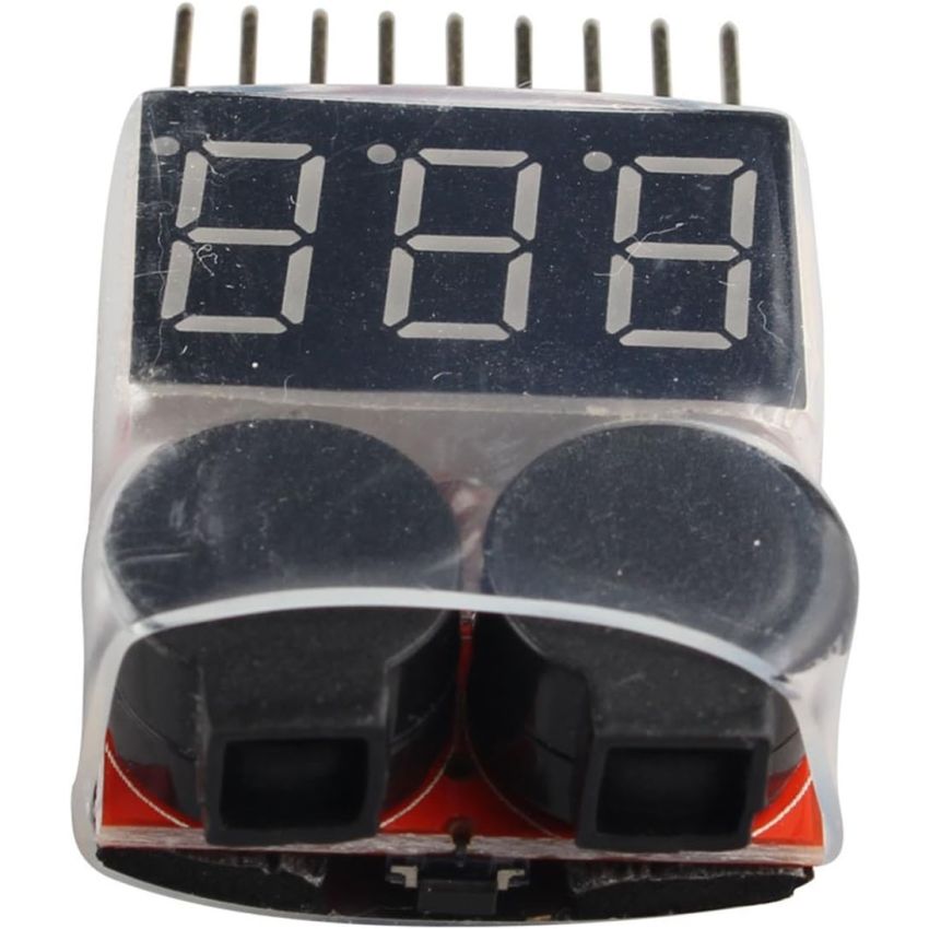 1-8S Lipo/Li-ion/Fe Battery Voltage Tester, 2-in-1 Low Voltage Buzzer Alarm