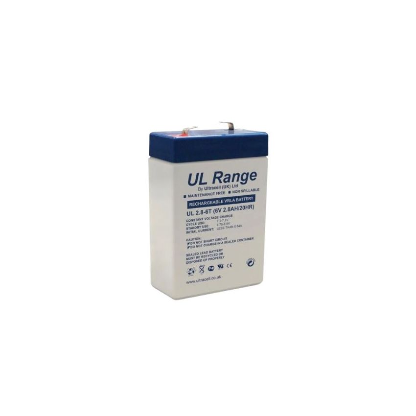UL2.8-6 - Ultracell, 2.6Ah, 6V, Lead-Acid Battery