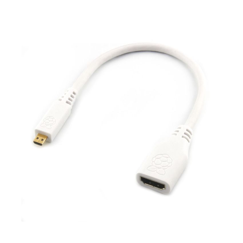 Micro-HDMI to HDMI-A(F) Cable, 235mm, White