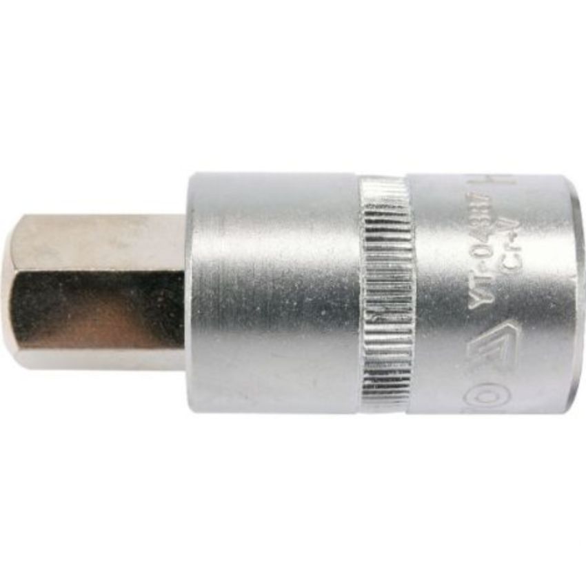 YT-04386 ,Socket Bit Hex, 12mm, 1/2-Inch Drive, Stainless Steel