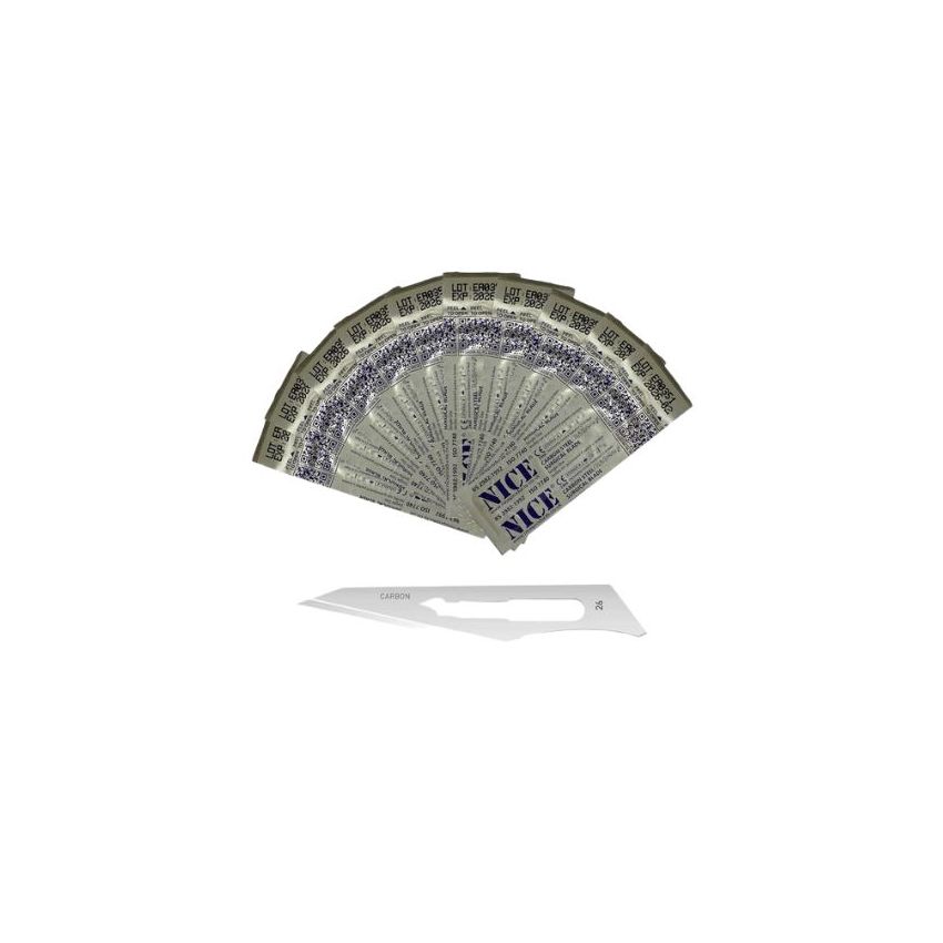 Scalpel Blades 10 x Nice No.26 Sterile Carbon SteelCS26 Surgical Blades