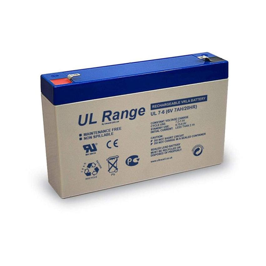 UL7-6 - Ultracell, 6.5Ah, 6V, Lead-Acid Battery