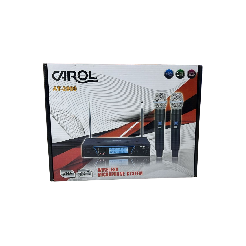 CAROL AT-2800 VHF Wireless Microphone - Dual Handheld, Crystal Oscillation, Long-Range, High-Fidelity Sound for Performances and Events