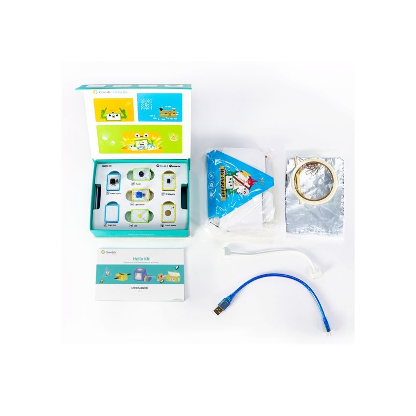 Crowbits-Hello Kit – 7 Modules, 5 Cardboard Projects, LEGO-Compatible, No Programming Required