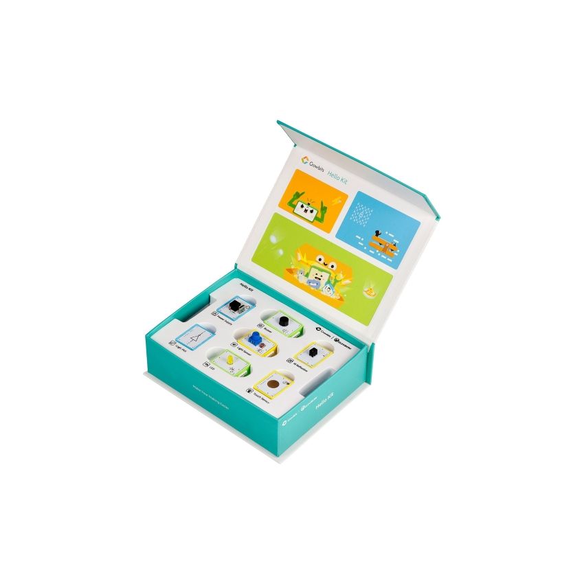 Crowbits-Hello Kit – 7 Modules, 5 Cardboard Projects, LEGO-Compatible, No Programming Required