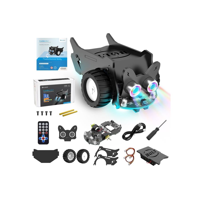 Crowbot Bolt – Programmable Smart Robot Car, AI & Obstacle Avoidance, STEM Robotics Kit