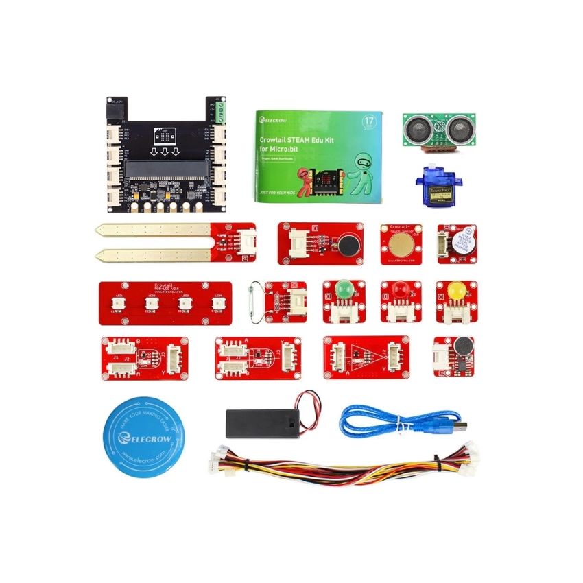 Crowtail STEAM Edu Kit for Micro:bit – 12 Modules, 17 Tutorials, Plug-and-Play STEM Learning Kit