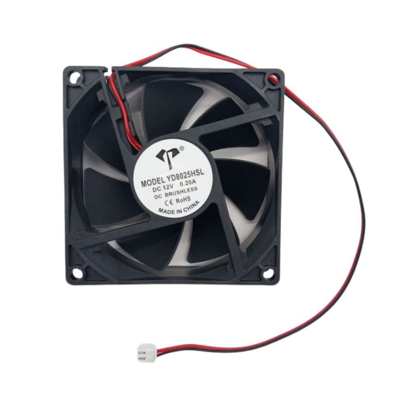 YD8025HSL, 12V DC Brushless Cooling Fan â€“ 80mm x 80mm, 0.20A
