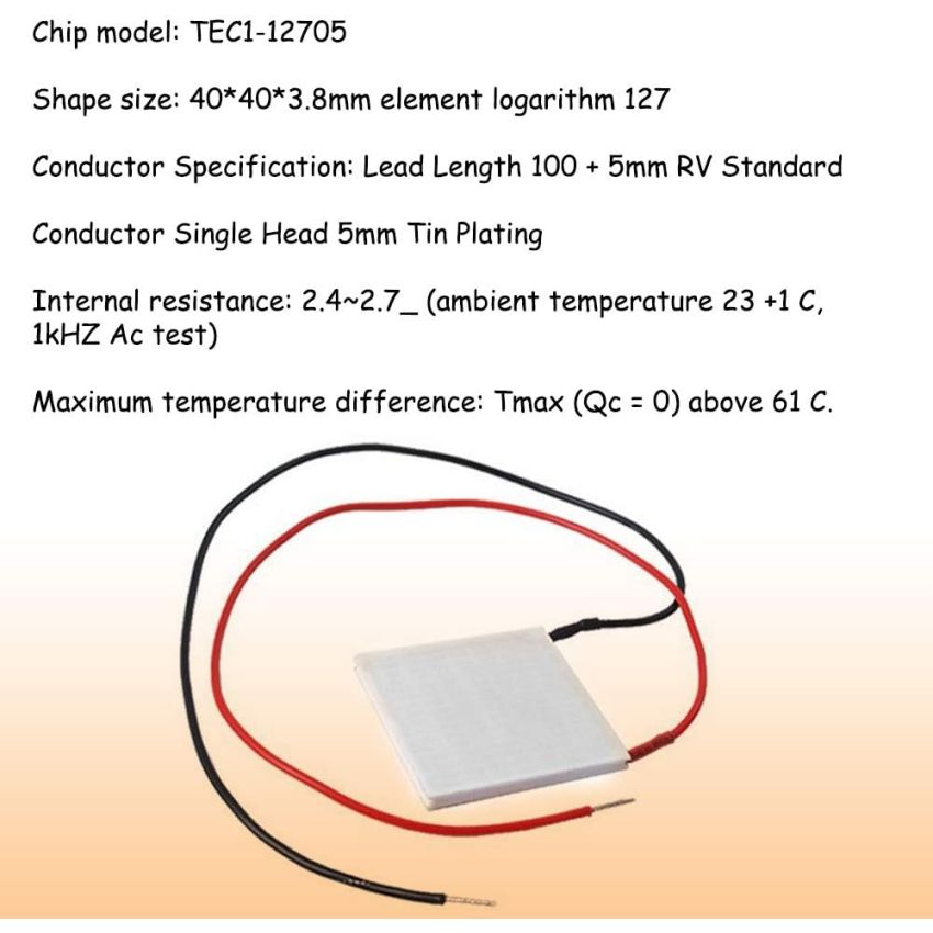 TEC1-12705 Thermoelectric Cooler Peltier Module - 12V, 57W, 5A