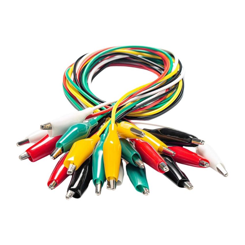Crocodile to Crocodile, 10-Pieces Alligator Clip Test Lead Set, Assorted Colors with Flexible Insulated Wires