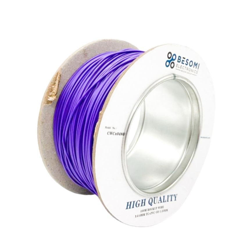 Besomi 1/0.6mm 100m Purple Hookup Wire - High Quality PVC Insulated