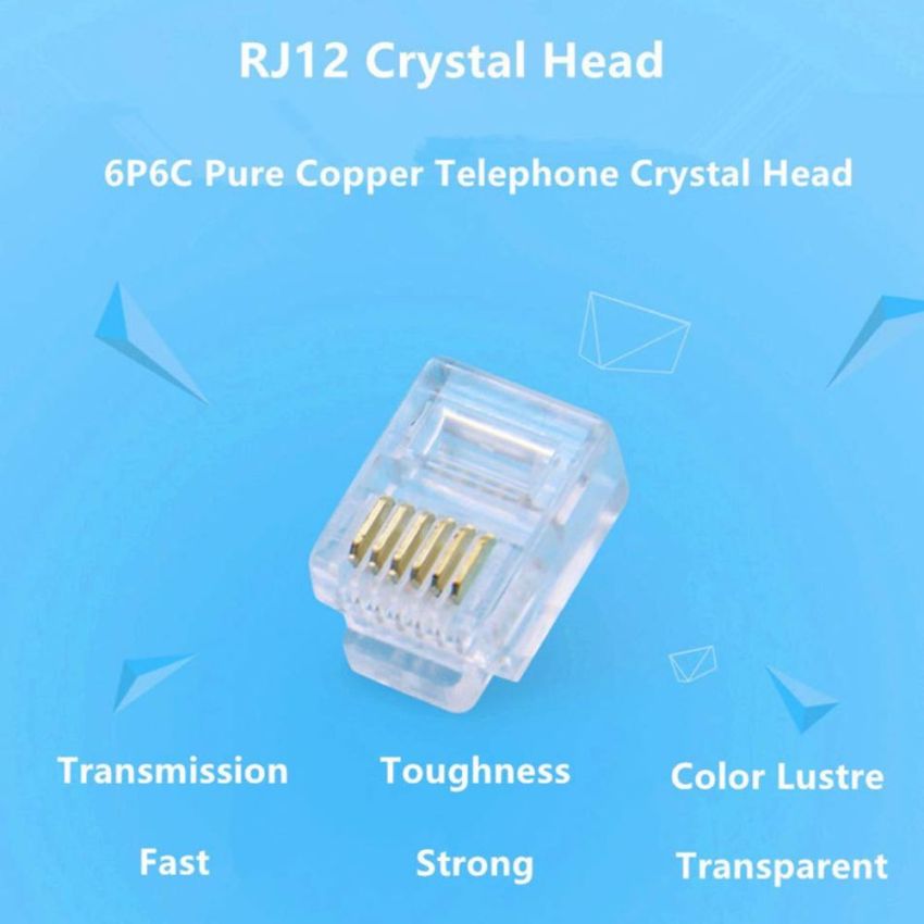 Crystal Head Connector, 6P6C, RJ12 