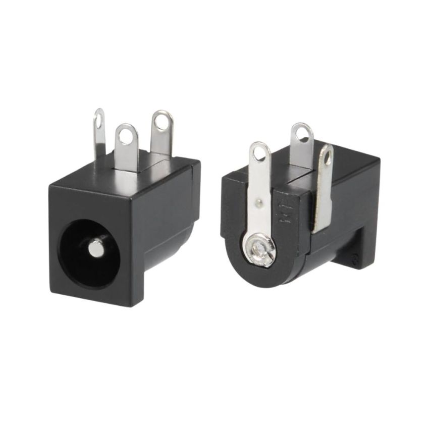 DC Power Jack/Connector, 2.1mmx5.5mm,Panel Mount, Black,Plastic Housing