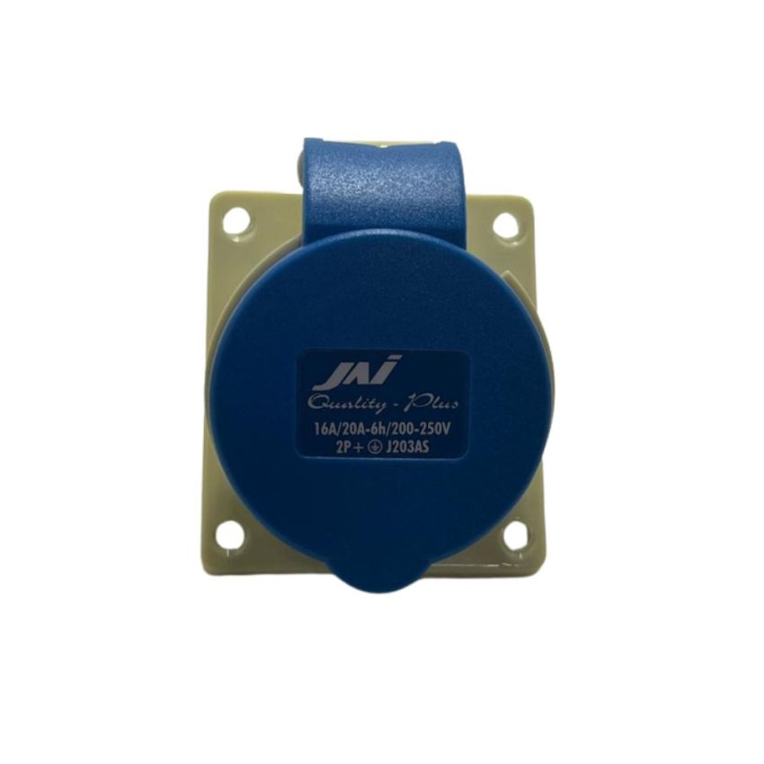J203AS, Industrial 3-Pin Socket - 16A/20A, 200-250V, Heavy Duty Engineering Plastic