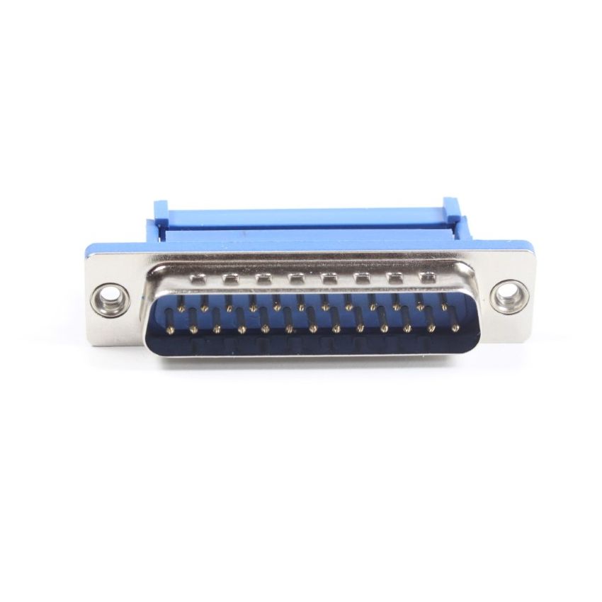 DB25,Male Connector Solder Type D-Sub Connector with Strain Relief,Blue, 25-Pin
