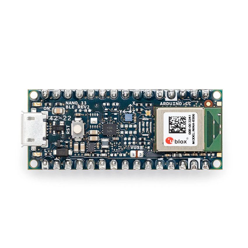 ABX00072,Arduino Nano 33 BLE Rev2 with Headers - Bluetooth 5, Arm Cortex-M4F, 9-Axis IMU