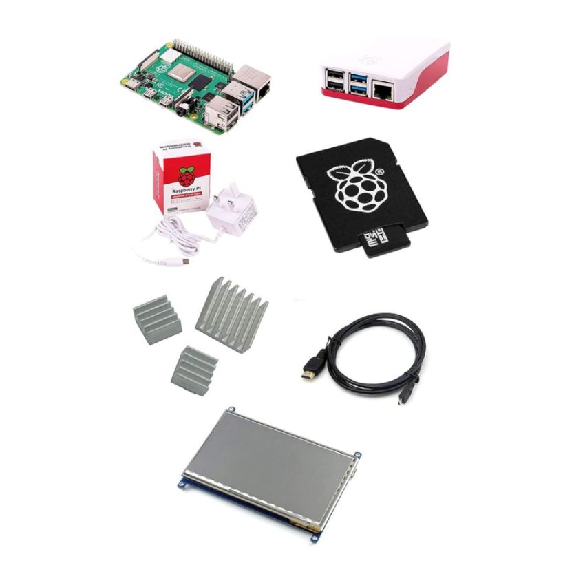 Raspberry Pi 8GB 7 Inch Touchscreen Kit - Complete Starter Kit with Case, Power Supply, Heatsinks, MicroSD Card, and HDMI Cable