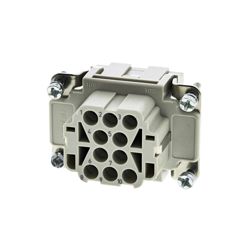HARTING 09320103101 Han EE 10-Position Female Crimp Insert, 16A, 500V