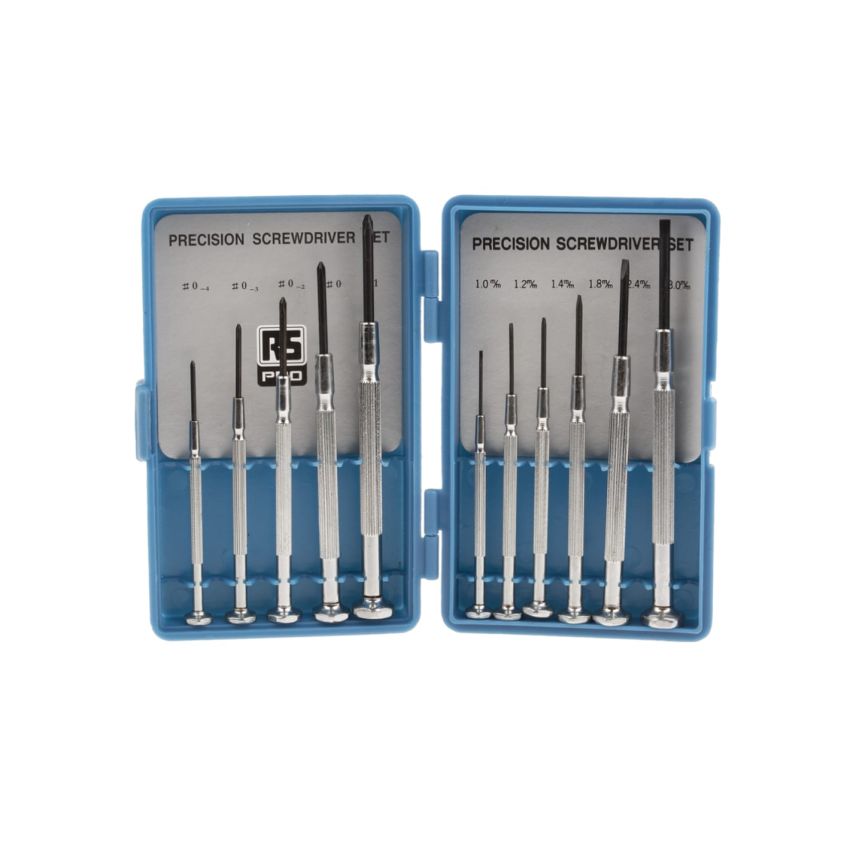 537-883 RS PRO Precision Slotted; Phillips Screwdriver Set 11 Piece
