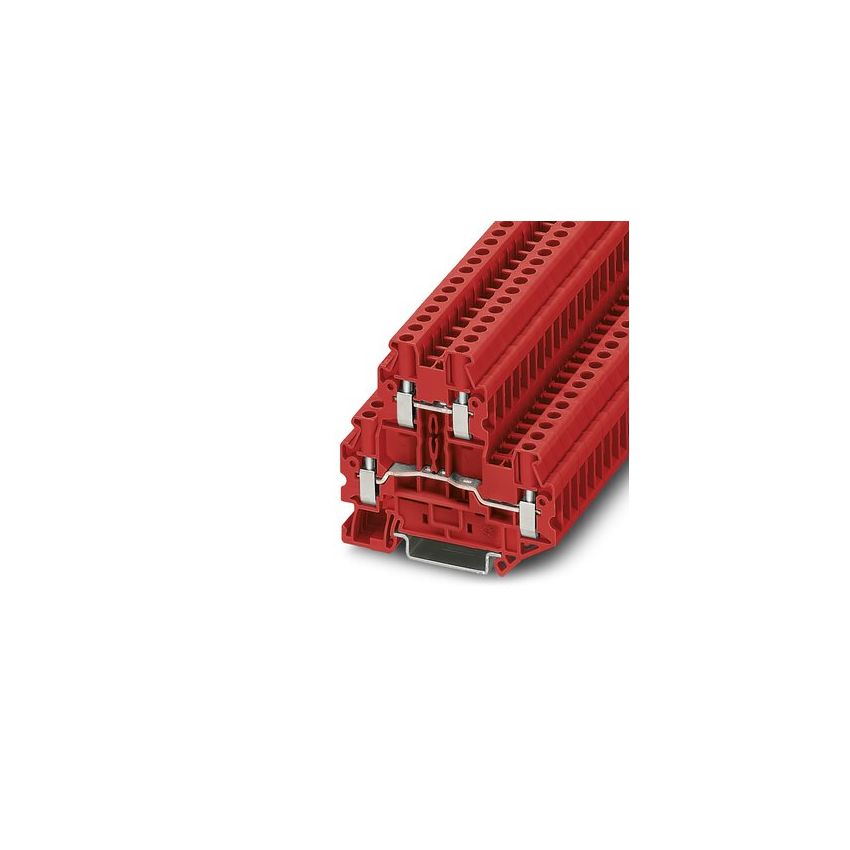 3046786 Terminal Block Connector 4 Position Feed Through Red 14-26 AWG