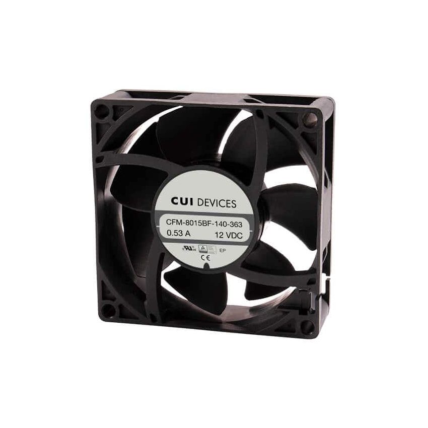 DC Fans dc axial fan, 80 mm square, 15 mm, 12 Vdc, ball, 3000 RPM, 34.85 CFM, TS CFM-8015BF-130-301-20
