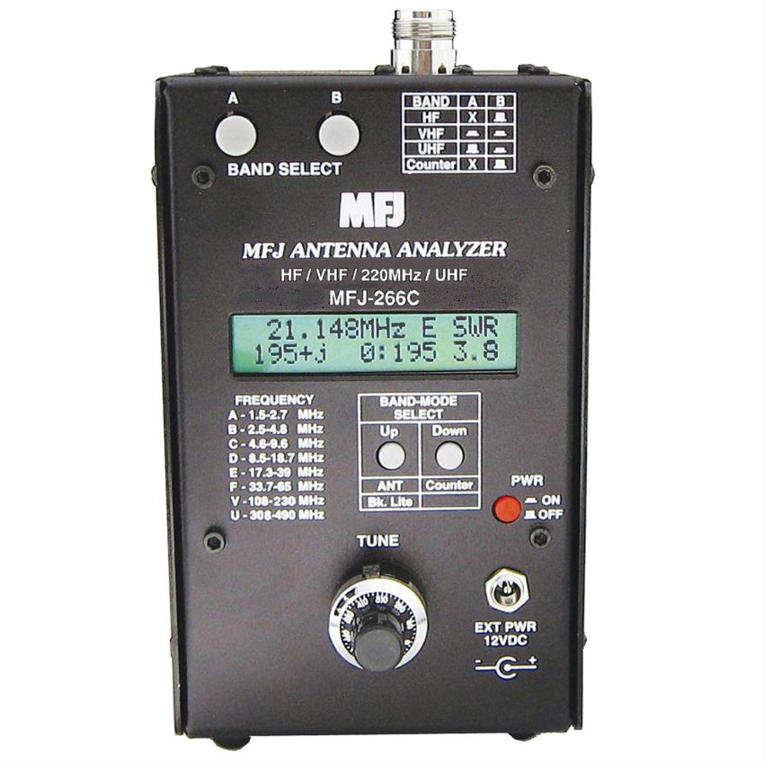 MFJ-266C Antenna Analyzer, 1.5–490 MHz Coverage, Digital Display