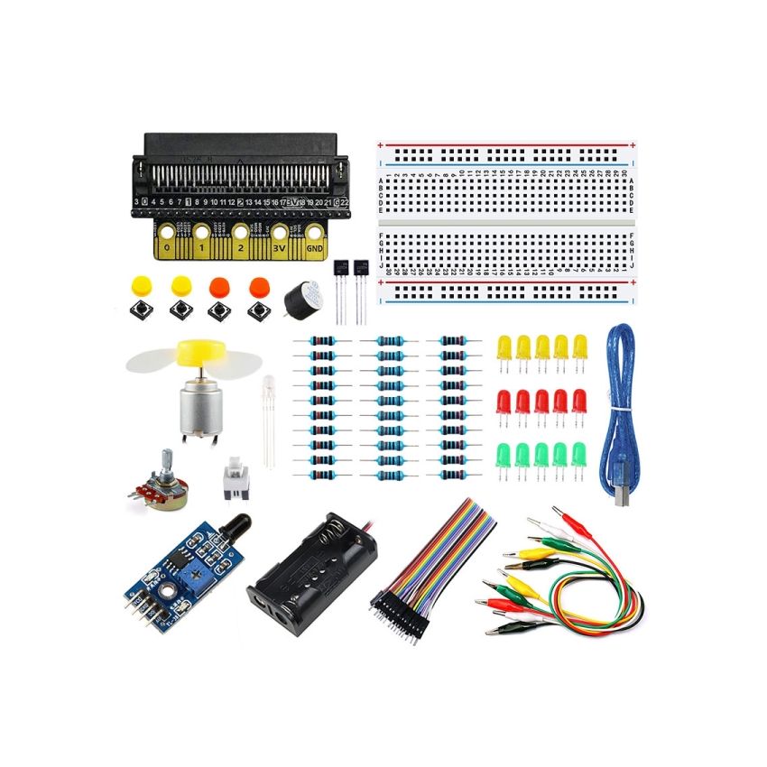 Elecrow Basic Kit for BBC Micro:bit V2 – 16 Components, 10 Lessons, Hands-On STEM Learning Kit