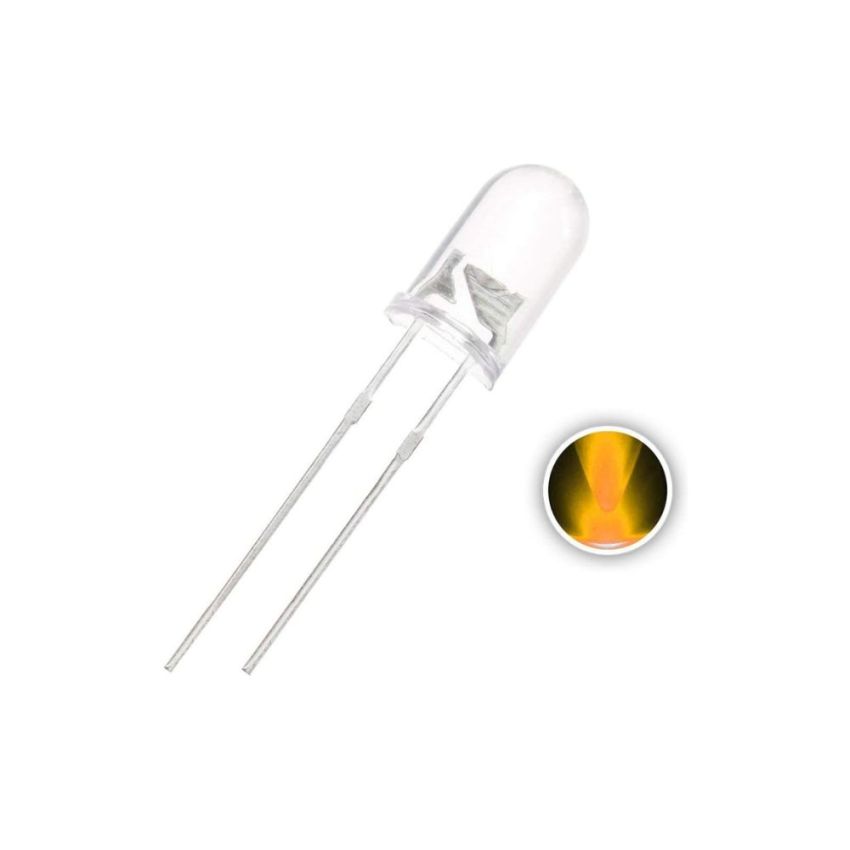 5mm Round Yellow LED-Clear Lens, High-Brightness Indicator