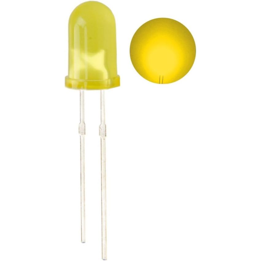 5mm Round Yellow LED-Diffused Lens, High-Brightness Indicator