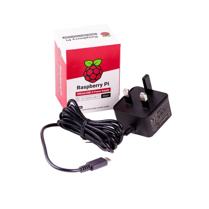 SC0216, Official Power Supply, 5.1V, 3A, USB-C Power Supply, UK, Black