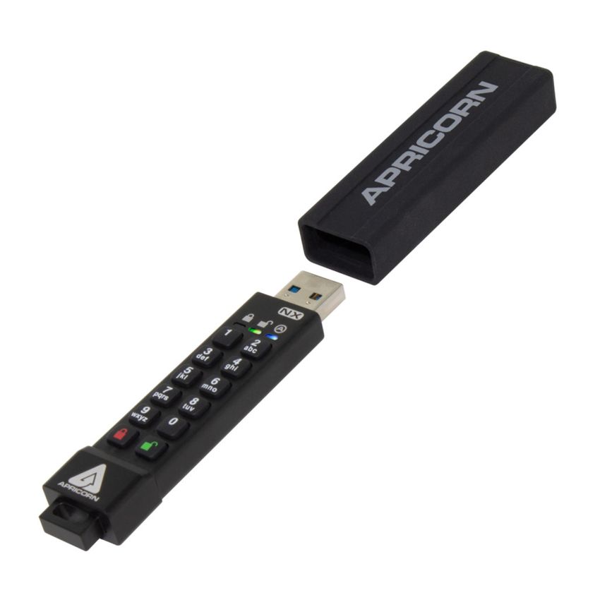 Apricorn Aegis Secure Key 3NX 128GB USB 3.0 Flash Drive, 256-bit AES XTS Encryption, FIPS 140-2 Level 3​