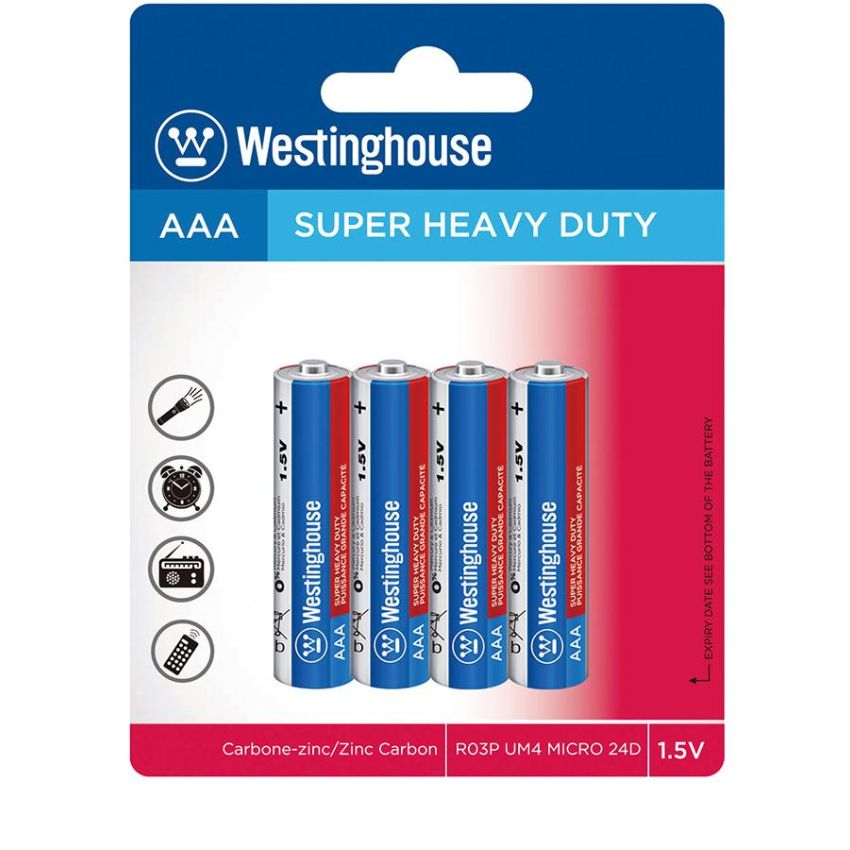 Zinc Super Heavy Duty 1.5V AAA Battery X 4 Plister R03P-BP4V