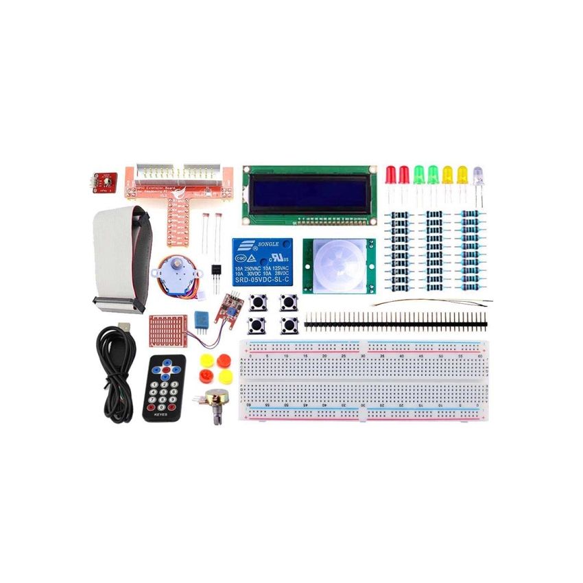 Basic Starter Kit for Raspberry Pi with Essential Modules and Sensors for Beginner Electronics and Programming