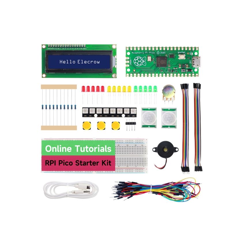 Pico Starter Kit for Raspberry Pi with 25 Detailed Lessons and Comprehensive Modules for STEM Learning