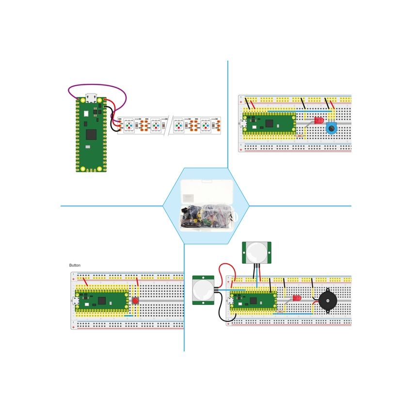 Pico Starter Kit for Raspberry Pi with 25 Detailed Lessons and Comprehensive Modules for STEM Learning