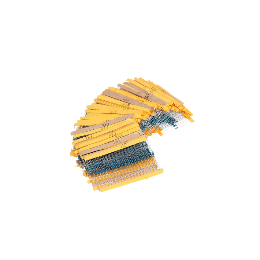 2600PCS 1/4W 1% Metal Film Resistor Assortment Kit – 130 Values, Fixed Resistors Set