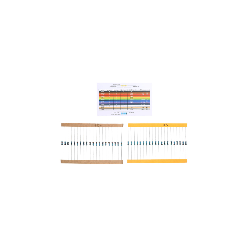 2600PCS 1/4W 1% Metal Film Resistor Assortment Kit – 130 Values, Fixed Resistors Set