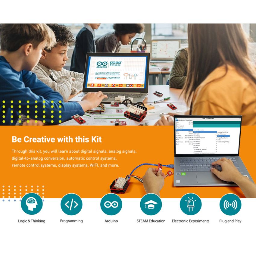 Crowtail Advanced Kit for Arduino V2.0 with 22 Modules, Base Shield, and 22 Progressive Tutorials for STEM Learning