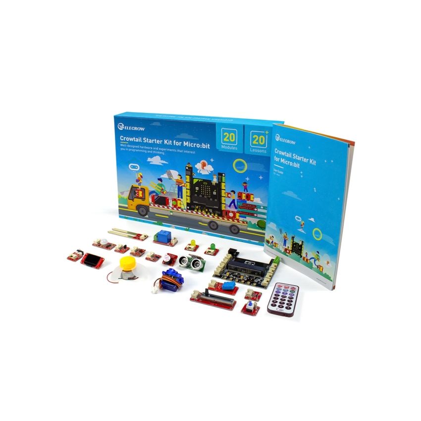 Elecrow Crowtail Starter Kit for Micro:bit – 20+ Modules, 20+ Tutorials, Plug-and-Play Electronics Learning Kit