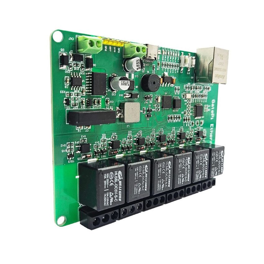 GatePi Ethernet 6-Channel Relay Board - RP2040 Powered, Network-Controlled Relays