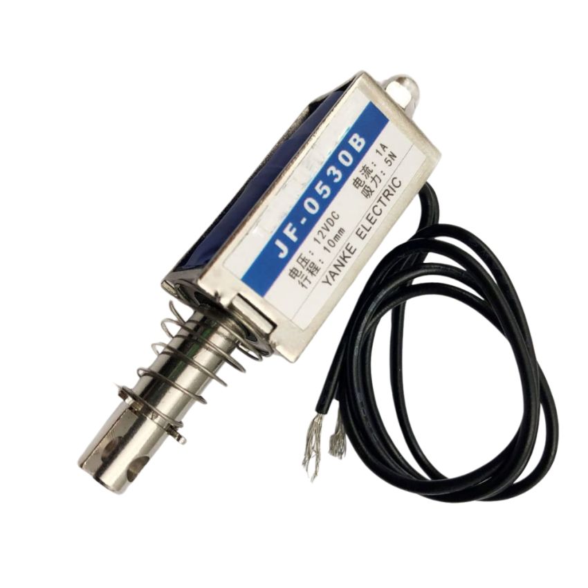 JF-0530B ,Solenoid Electromagnet – 12V DC, 10mm Stroke, 5N Force