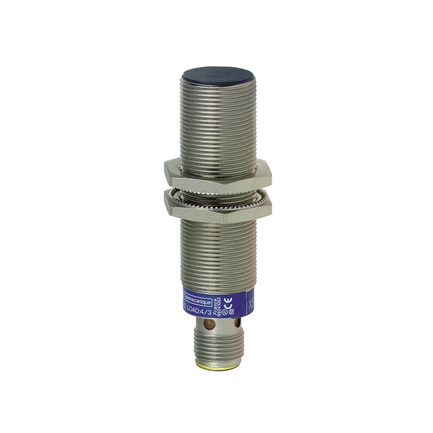 XS1 M18 ,Inductive Proximity Sensor – M18, 72mm Length, Brass, 5mm Sensing Distance, 12–24V DC, M12 Connector