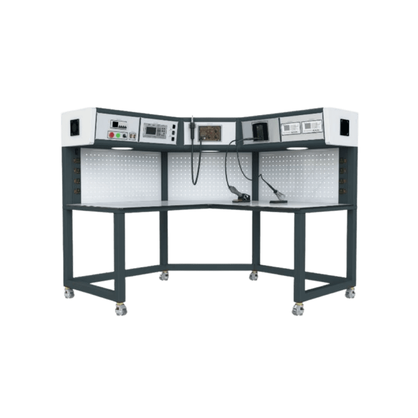 Techcraft ESD Corner Rework & Calibration Workbench, Dual DC Power, Soldering & DMM Integration