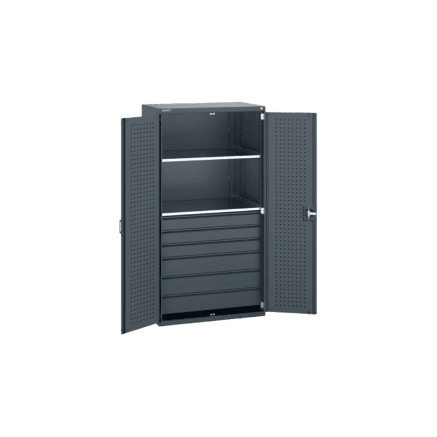 Techcraft Industrial Tools & Documentation Cabinet, Steel Locking Doors, 75 kg Drawers, 160 kg Shelves