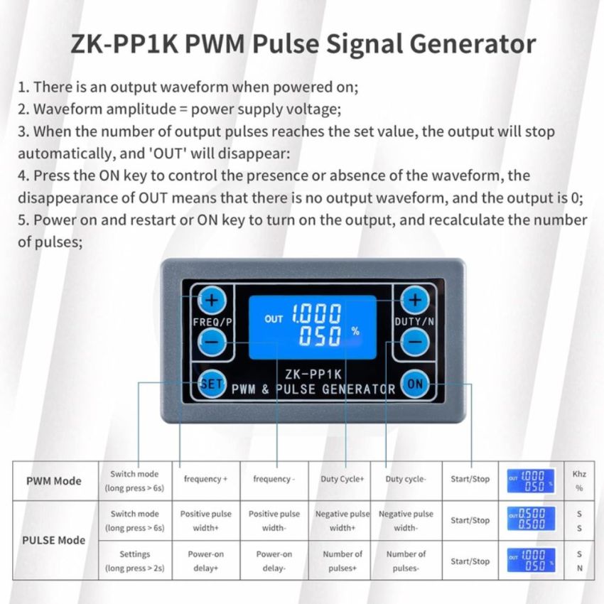 ZK-PP1K,PWM & Pulse Generator,High Precision,Wide Frequency Range